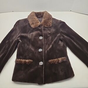faux fur coat womens short xs brown unknown brand